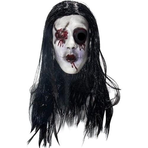 Halloween Horror Latex Mask Creepy Female Ghost Bloody Scar Scary Headgear Props
