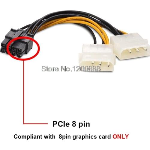 15CM Molex 4 pin to 6-Pin PCI Express Video Card Pci-e ATX PSU Power Converter Cable Molex to Pcie 6 pin Adapter wire harness