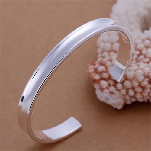 KN-B108 Wholesale Silver Color Bangle Bracelets Factory Price Free Shipping New Arrival Fashion Jewelry Small Bangle-no Words