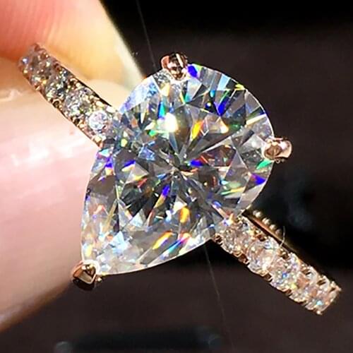 18K Au750 Rose Gold Women Ring Moissanite Diamonds 1 2 3 4 5 Ct Pear Water Drop Wedding Party Engagement Anniversary Ring Trendy