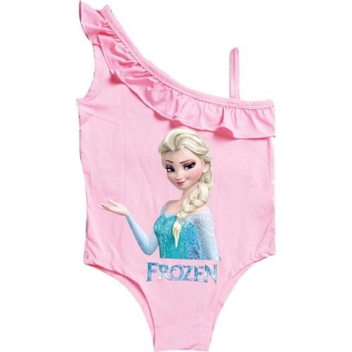 Toddler Swimsuit Girls Bikini elsa Cartoon Print Swimsuit One Piece Swimwear Kids Summer Beach Wear Childrens Bathing Suit Girl
