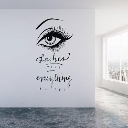 Hot New Design Eyelashes Quote Wall Sticker Eyebrows Wall Decor Living Room Mural Vinyl Lashes Wallpaper Adesivo De Parede Z913