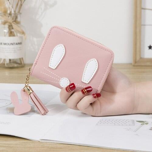 Cute Rabbit Coin Purse for Women Lady Small Change Cards Wallet Mini Zipper Girl Student Kawaii Purse Small Tassel Bags Pouch