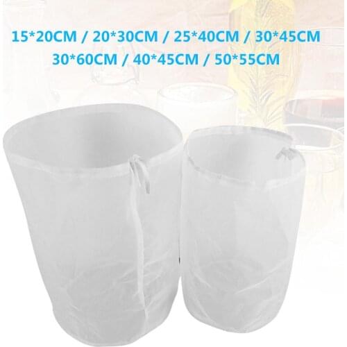 Home Reusable Drawstring 100 Mesh Wine Beer Juice Coffee Brew Filter Bag Pouch Cylindrical Nylon Filter Bag Wine Soy Milk Filter