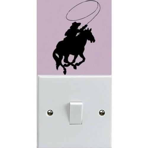 Wild West Cowboy On Horse Racing Vinyl Switch Decal Wall Sticker 5WS0783