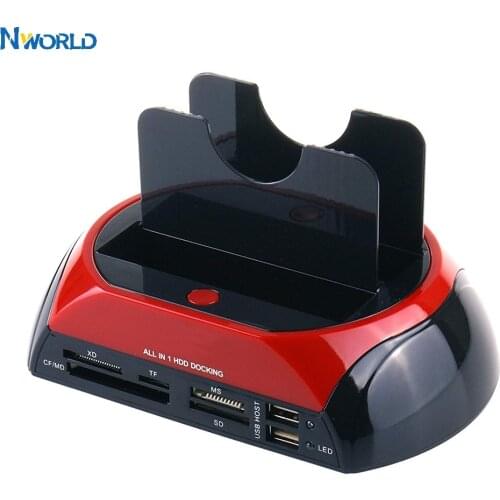 Nworld 2.5 3.5 Inch IDE SATA Hard Drive All in One Dual Slots USB 2.0 To SATA IDE HDD Docking Station Card Reader