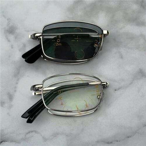 Fold Square Transition Sun Photochromic Reading Glasses MenMultifocal Diopter Progressive glasses fold men reading glasses FML