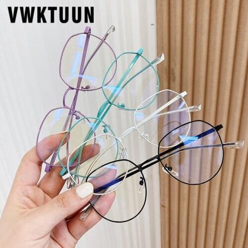 VWKTUUN Anti Blue Light Glasses Metal Frame Optical Glasses Frame Women Men Myopia Glasses Frames Irregular Reading Glasses