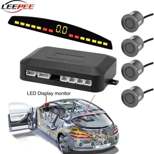 Car Parktronic 4 Parking Sensor Monitor System PDC Distance Control Kit Radar Detector LED Display Universal Auto Accessories