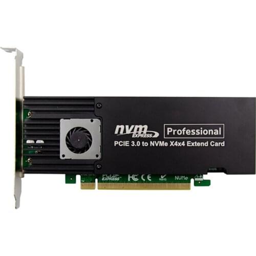 PCI-E 3.0 X16 ASM2824 to X4X4 NVMe M.2 M KEY SSD Adapter Expansion Card for Miner BTC Mining