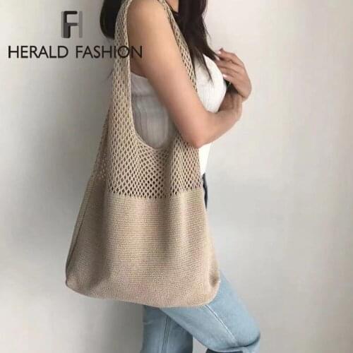 Casual Hollow Woven Womens Shoulder Bags Designer Knitted Braid Handbags Large Capacity Tote Solid Beach Bag Purses Shopper Sac