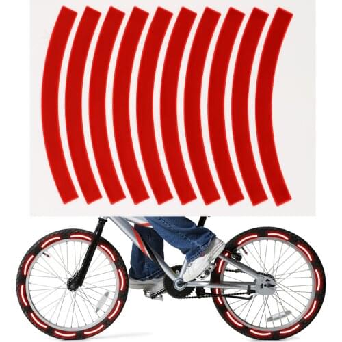 10pcs Adhesive Reflective Tape Cycling Safety Warning Sticker Bike Reflector Tape Strip Car Bicycle Motorcycle Scooter Wheel Rim