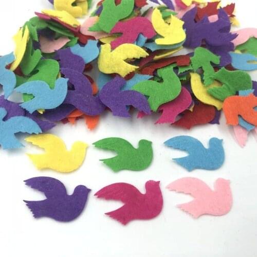 DIY 200pcs Mixed Colors bird shape Felt Appliques Crafts Card Making decoration 27mm