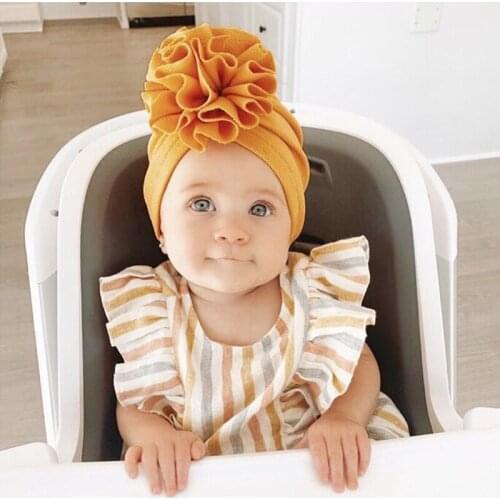 Newborn Fetal Warm Hat Dot Printed Hats Fold Flower Beanie Baby Girls Donut Cap Kid Hair Flowers Cap Indian Hats Child Headwrap