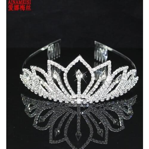 AINAMEISI 5 Colors Crystal Tiaras and Crowns With Combs Bridal Hair Accessories Rhinestone Pageant Wedding Crown Hair Jewelry