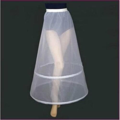 A-line 2 Hoop Wedding Petticoat Women Long White underskirt Bustle Petticots Wedding Accessories Prom Underskirt