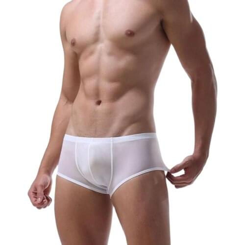 Hot Selling Men s Shorts Ice Silk Sexy Boxer-Shorts Transparent Elastic Mesh Health Underwear