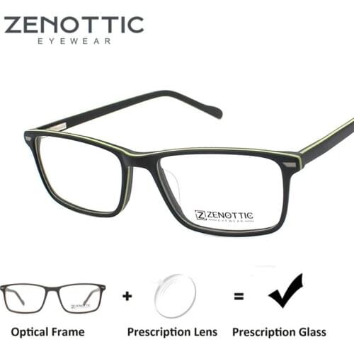 ZENOTTIC Retro rectangle Prescription Glasses Students Acetate Optical Myopia Hyperopia Anti Blue Light Photochromic Eyewear Men