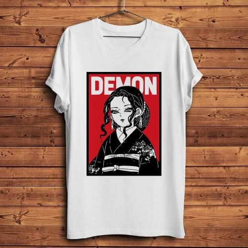 Demon Slayer female Kibutsuji Muzan funny anime tshirt Men New White Casual T Shirt Unisex Kimetsu no Yaiba manga streetwear Tee