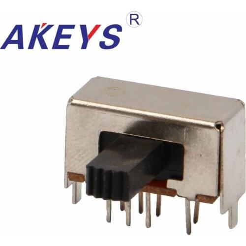 10PCS SK-23E01 2P3T Double pole three throw handle heights 12m slide switch side insert 8 pin with 2 fixed pin
