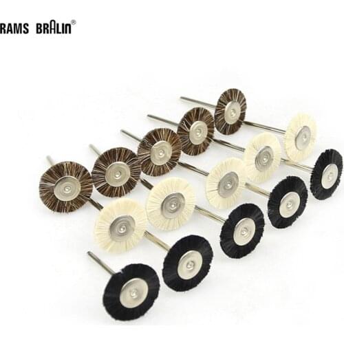 100 pcs T-shaped Mini Fur Buffing Brushes OD25mm * 3mm shank for Dremel Die Grinder