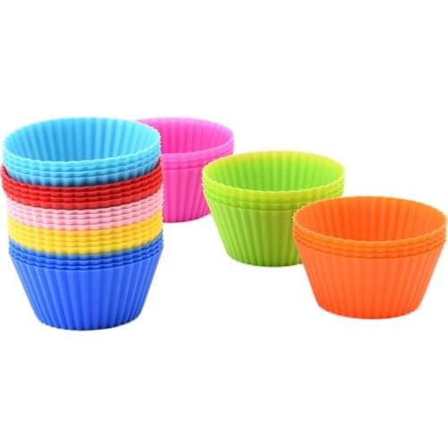 12Pcs Set Silicone Cake Mold Round Shaped Muffin Cupcake Baking Molds Kitchen Cooking Bakeware Maker DIY Cake Decorating Tools