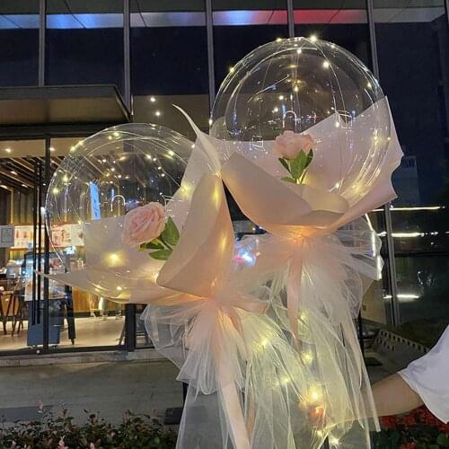 2 Sets Latex Balloon LED Balloons Decor Bobo Baloon With Stick Stand for Glow Party Wedding Christmas Valentines Day Gift
