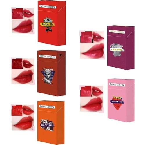 20pcs/set Lipstick Cigarette Case Cotton Swab Lipsticks Long Lasting Waterproof Cosmetics for Women Girls Easy to Carry