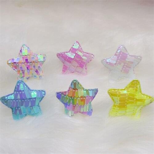 30Pcs/LOT 4.8*4.8CM Shiny Sequin Star Padded Appliques For DIY Handmade Children Hair Clip Accessories And Hat Shoes Patches