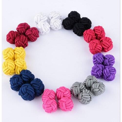 300pcs/lot 150pairs High Quality Knit hand-woven Silk Knot Cufflinks Chinese silk buckle mens Cuff links Cuff Elastic 16colors