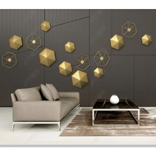 Papel de parede 3d stereo golden hexagon metal geometric 3d wallpaper mural,living room tv wall bedroom wall papers home decor