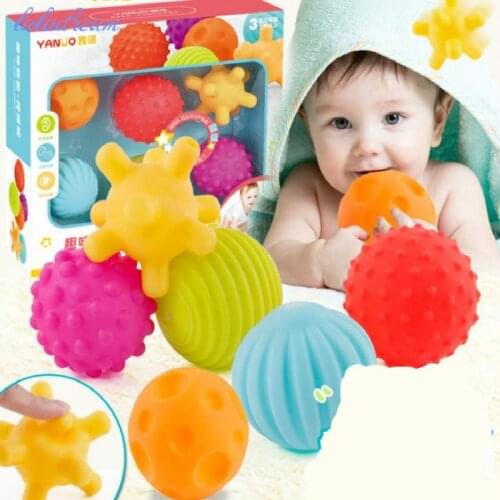 6pcs/lot Baby Rubber Soft Ball Bath toys massage balls Childrens educational toys Suitable for more than 3 months