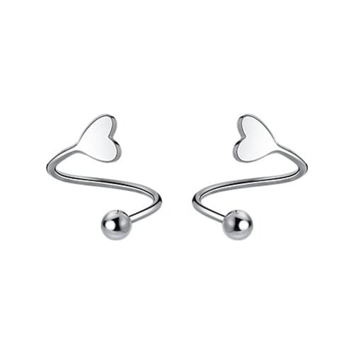 AIFENAO 925 Sterling Silver Simple Spiral Heart Earrings for Women Small Beads Screw Back Studs Fine Jewelry Girl Gift Wholesale