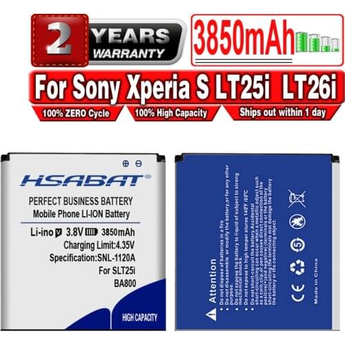 HSABAT New 3850mAh BA800 Battery For Sony Xperia S LT25i Xperia V LT26i Sony Xperia Arc HD Xperia V LT25i Battery