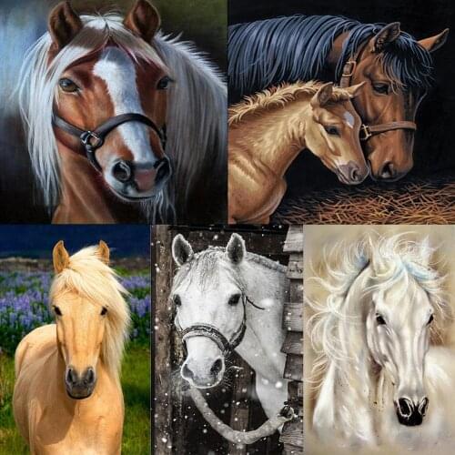 30x40cm 5D DIY Full Drill Diamond Painting Horse Embroidery Mosaic Craft Kits Decor Animal Horse Tiger Pattern Home Decor