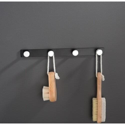 Aluminum Black Robe Hooks Wall Mounted Four Towel Hooks Coat Hooks Rustproof Hanger For Kitchen Hardware Accessories