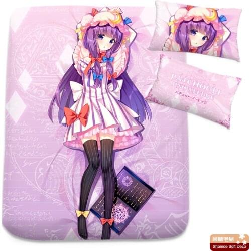 Anime Cartoon TouHou Project Patchouli Knowledge Milk Silk Flat Sheet Bed Sheet Top Sheet