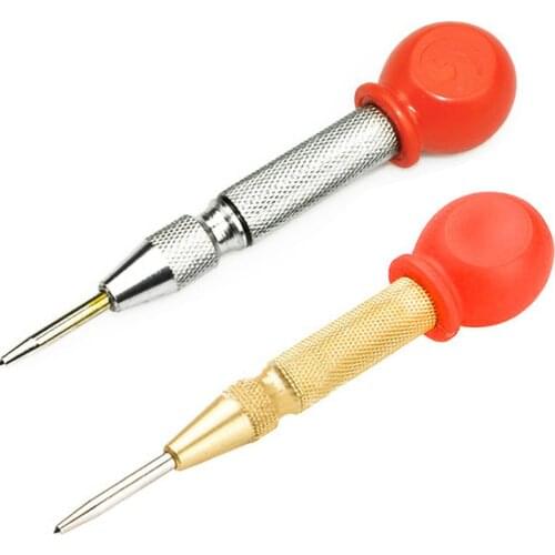 Automatic Center Pin Hole Punch Wood Press Dent Marker Woodworking Tool Spring Loaded Marking Starting Holes Tool