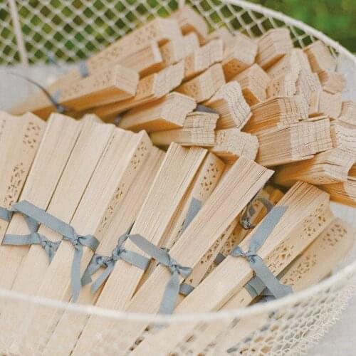 FREE SHIPPING 30PCS Eco Fridenly Sandalwood Fans Tied with Silver Ribbon Wedding Favors Anniversary Gifts Baby Shower