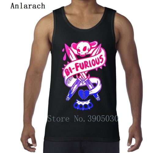Bi Furious Bisexual Rainbow Cute Gay Pride Vest Crew Neck Undershirt Create New Arrival Men Tank Top Outfit Male Spring