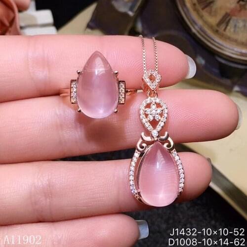 KJJEAXCMY boutique jewels 925 sterling silver inlaid natural gem Furongshi Pendant Necklace Ring suit support detection lghkjiwe