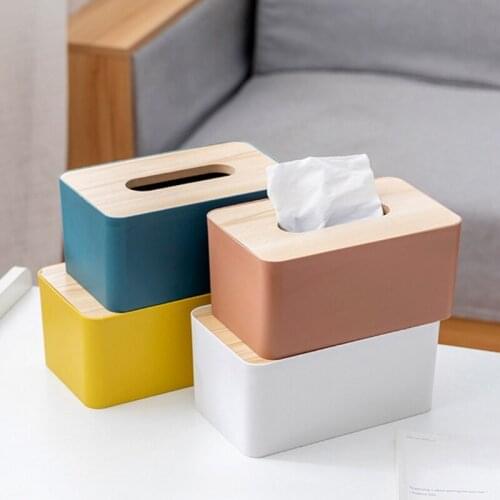 Wooden Tissue Box with Removable Lid Tissue Container Towel Tissue Paper Holder Napkins Case Living Room Tissue Box