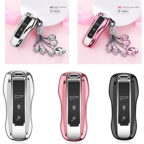 For Porsche Panamera Key Control Dust Cover Storage Bag Crystal Pendant Decoration Key Case Car Remote Alarm Plastic Key Cover