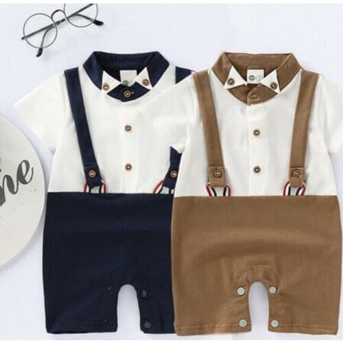 Focusnorm Newborn Gentleman Baby Boy Outfits Clothes Romper Patchwork Tops Jumpsuit One-Pieces Set
