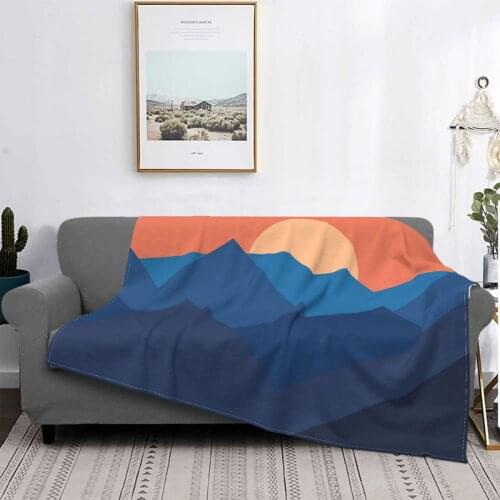 Mountain Sunrise Camping Blankets Fleece Autumn/Winter Landscape Backpacking Hiking Breathable Soft Throw Blanket for Bed Office