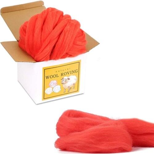 Imzay Wool Chunky Yarn Wool Roving Bulk Soft Felting Wool Supplies for Hand Spinning, Felting, Blending, Weaving and DIY Craft