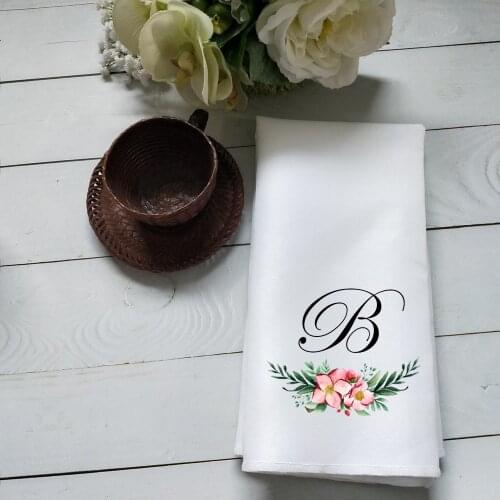 Personalized Kitchen Towel Floral Print Dish Towel Custom Your Design Wreath Wedding Kitchen Decor Housewarming Gift Tea Towel