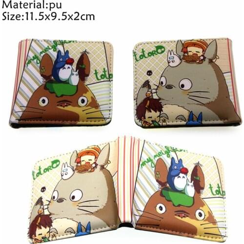 Anime My Neighbor Totoro Pu Wallet Boys Girls Cartoon Coin Zip Pocket Short Bifold Photo Card Holder Layers Leather Print Purse