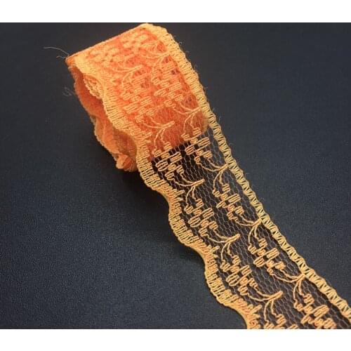 3/4" 20mm Wide (10yards/lot)Orange Handicrafts Embroidered Net Lace Trim Ribbon DIY Wedding/Birthday/Christmas Decorations