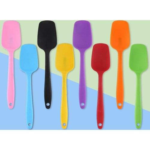 2pcs Food Grade Silicone Cooking Spoon Heat-Resistant Flexible Nonstick Silicone Baking Mixing Spoon Spatula Tool Wholesale